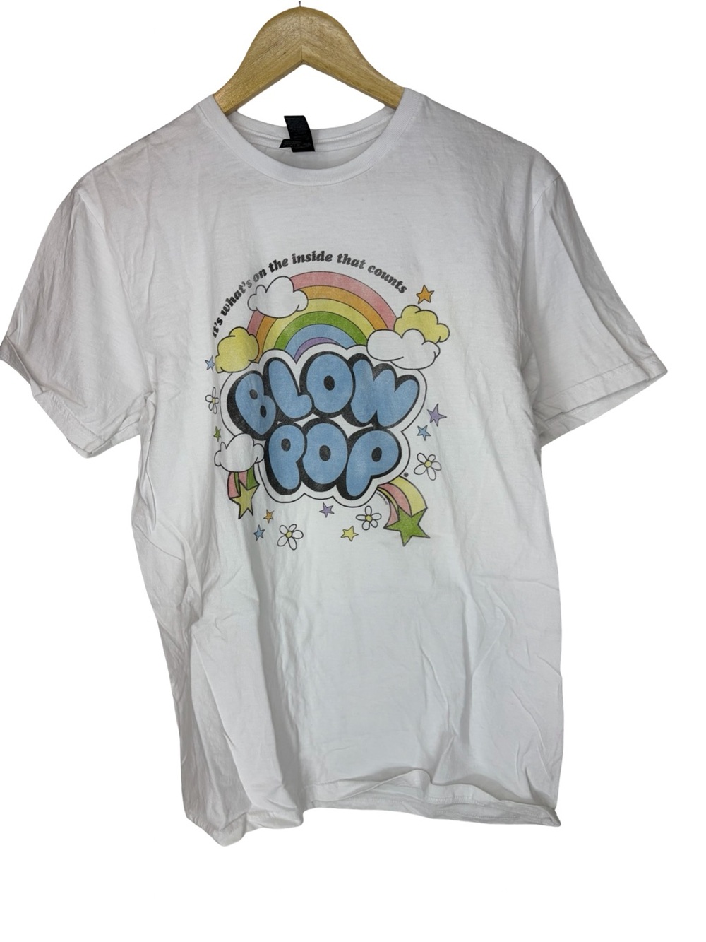 Gildan unisex White short sleeve  'Blow Pop' Graphic Tee - Rainbow Design